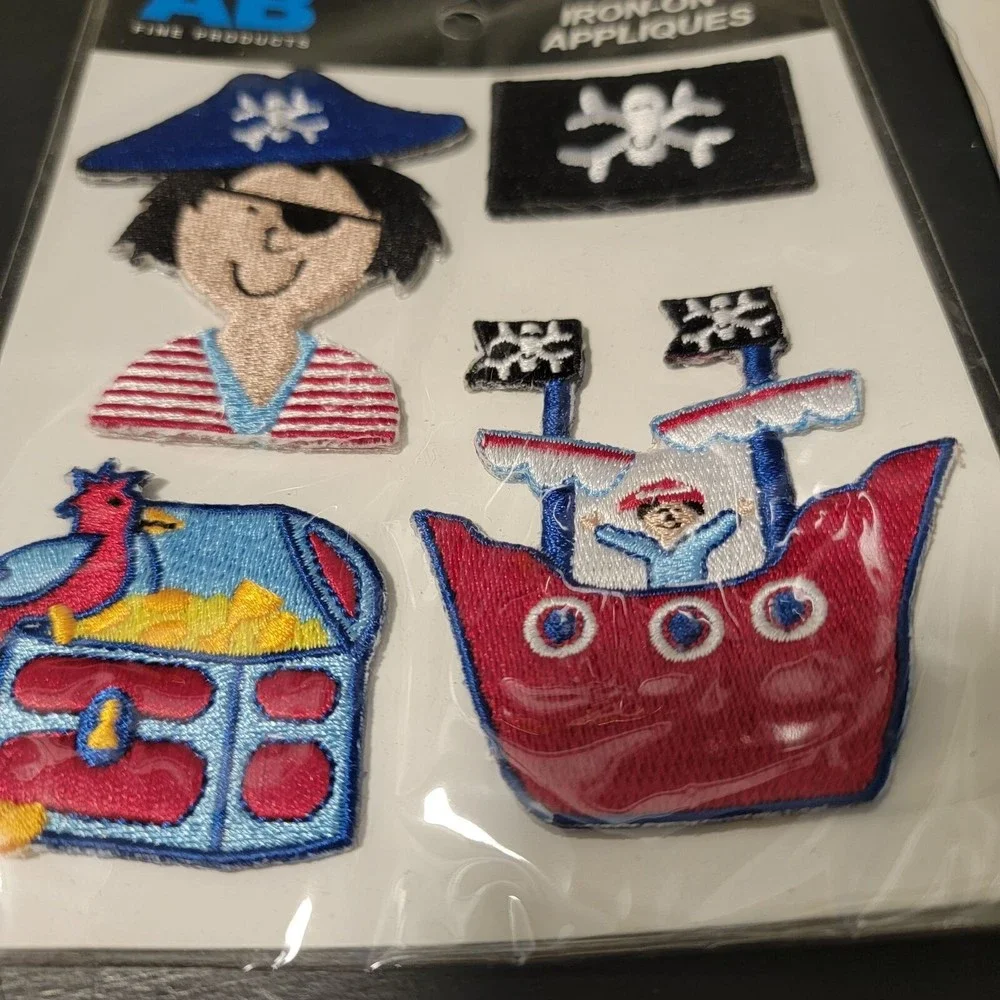 Lot of 2 - 6 Amanda Blu Pirate Dragon Embroidered Iron‎ On Applique Patches